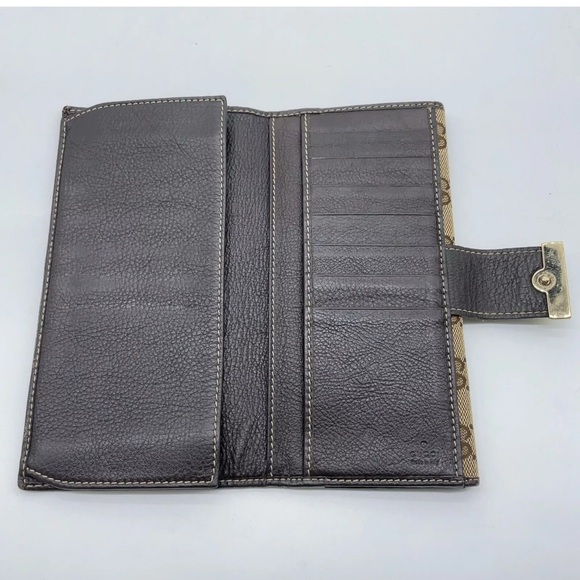 Authentic Gucci GG Canvas Double Hook Beige Long Wallet W/Box - Picture 13 of 16